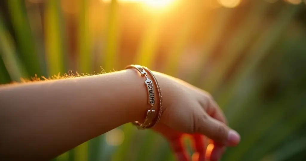 Pulseira infantil com nome: o material que dura anos e não dá alergia