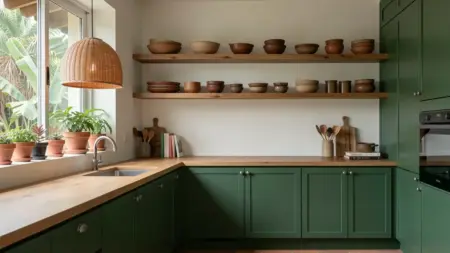 cozinha verde e madeira cozinha verde e madeira
