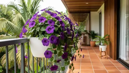 Tumbérgia arbustiva: a planta roxa que transforma muros e varandas Tumbérgia arbustiva: a planta roxa que transforma muros e varandas